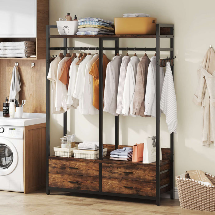 Garment Rack with Drawers & Shelves