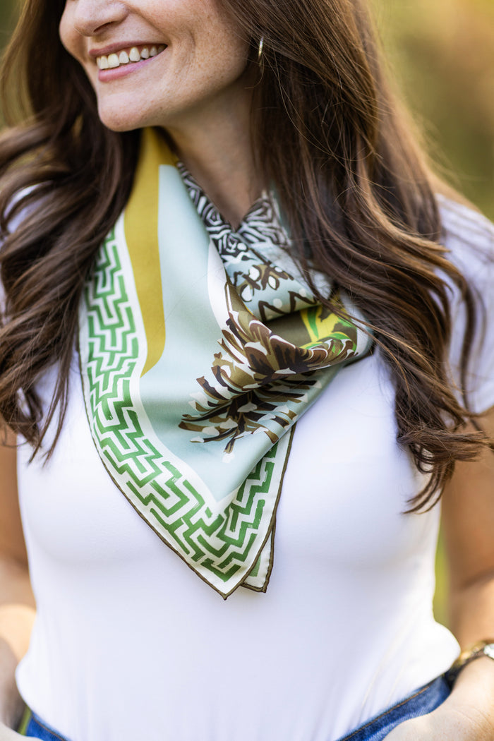 Gold Quail Pair Silk Scarf