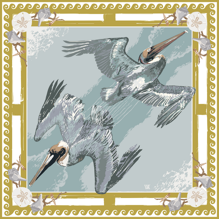 Gold Tide Diver Framed Scarf Print