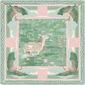 Green & Pink Lily Pad Doe Silk Scarf