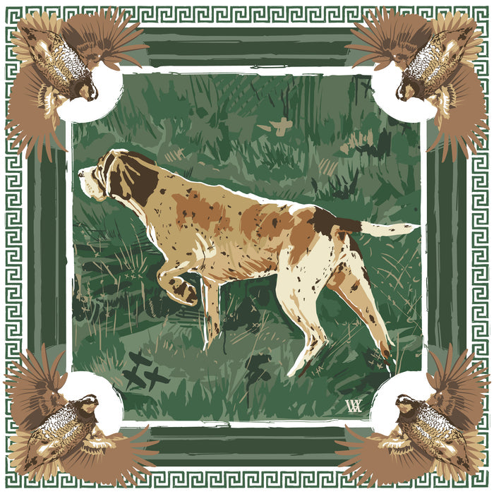 Green Pointing Strong Framed Scarf Print