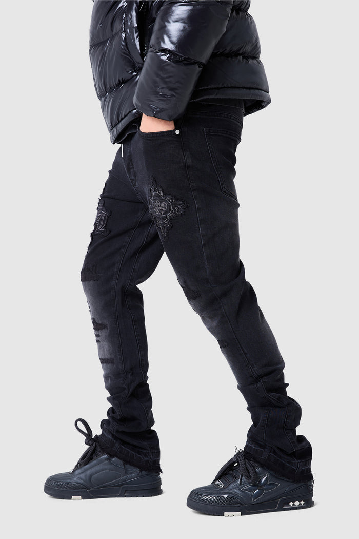 Icon Patch Flare Jean - Black