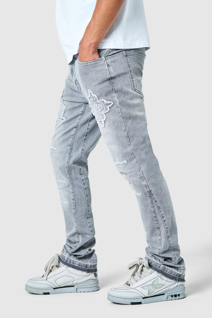 Icon Patch Flare Jean - Light Grey