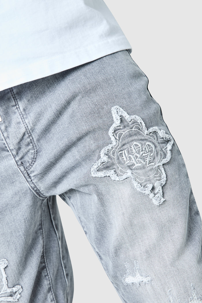 Icon Patch Flare Jean - Light Grey