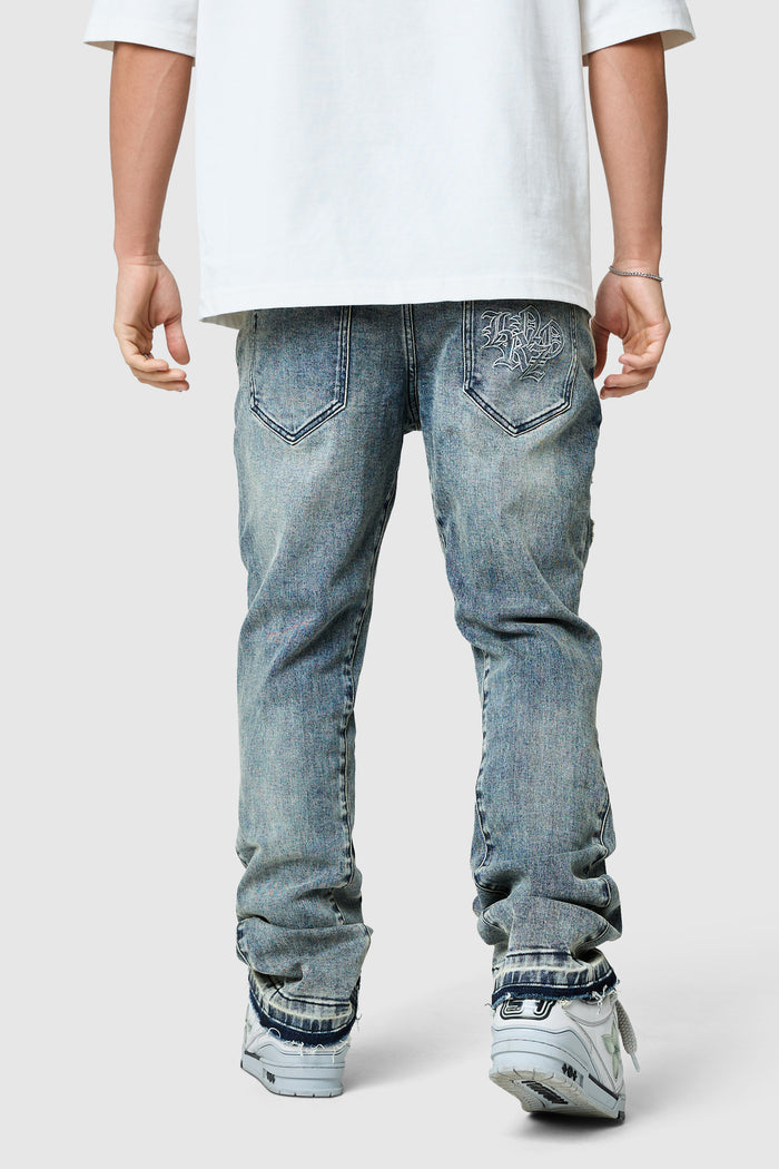 Icon Patch Flare Jean - Vintage Blue