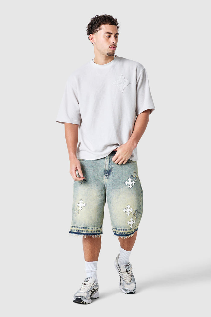 Icon Waffle Tee - Grey Sand