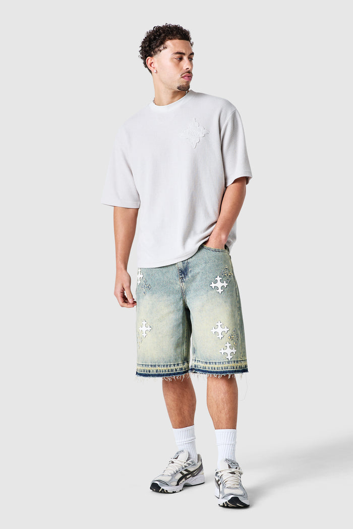 Icon Waffle Tee - Grey Sand