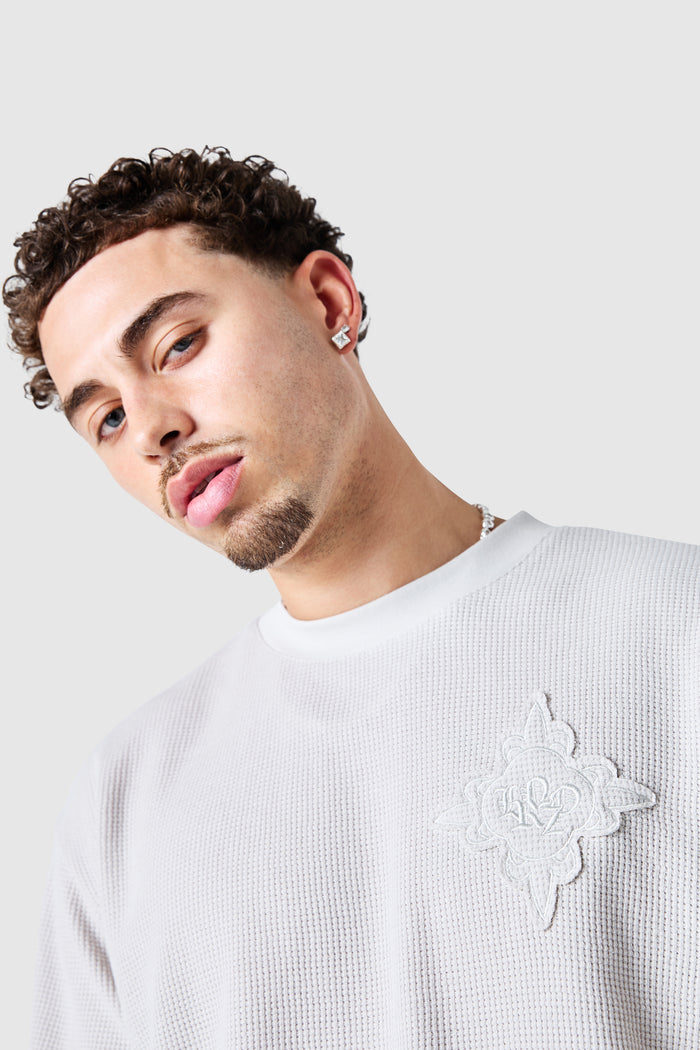 Icon Waffle Tee - Grey Sand