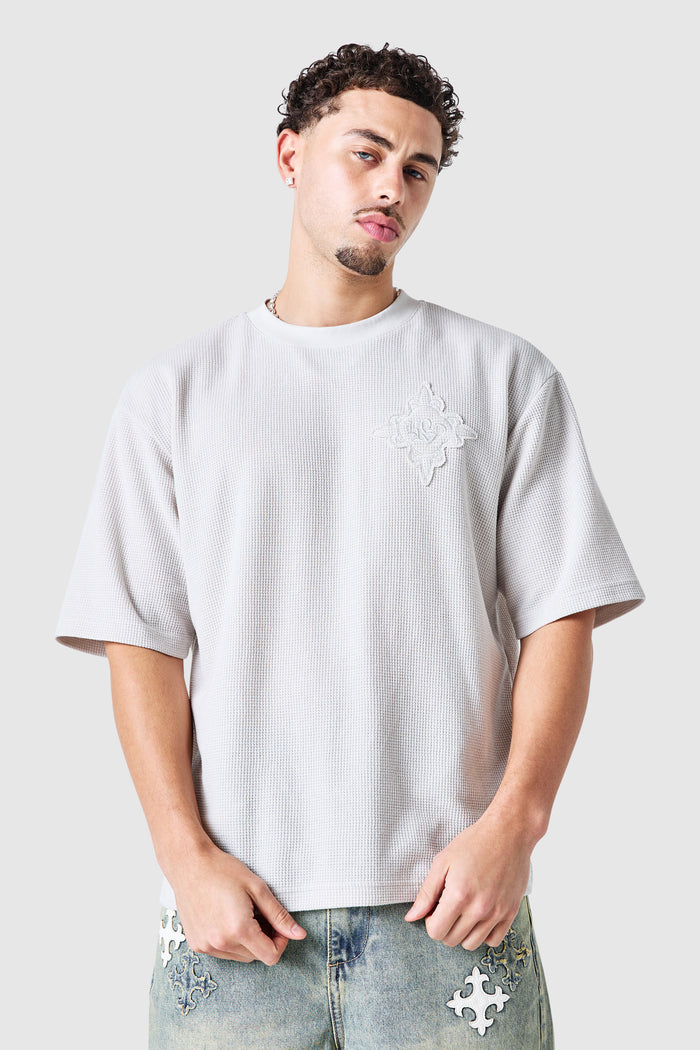 Icon Waffle Tee - Grey Sand
