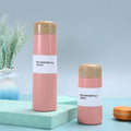 Japanese Style Vacuum Bottle 250ml with wooden pattern cover for tea and coffee, compact and durable thermal flask
