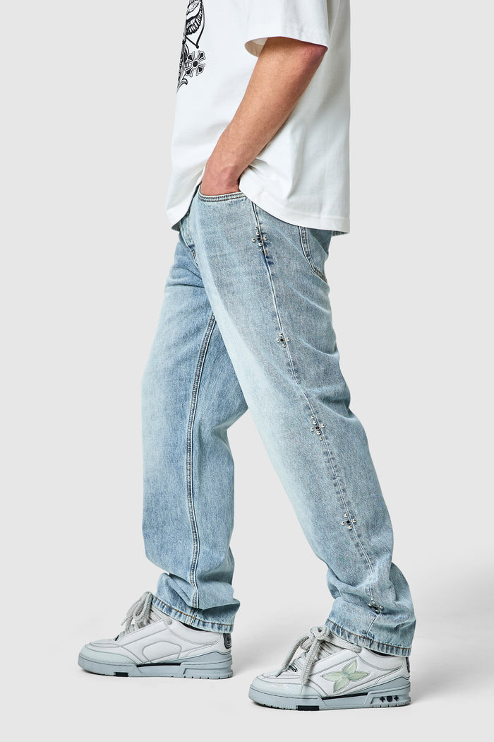 Jewel Straight Jean - Blue Stone Wash