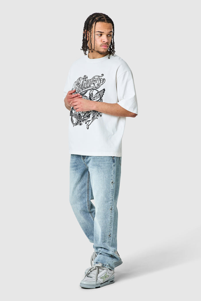 Jewel Straight Jean - Blue Stone Wash