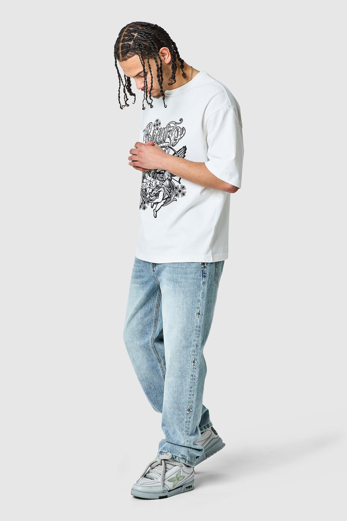 Jewel Straight Jean - Blue Stone Wash