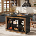 Kitchen Island, Counter Height Kitchen Coffee Bar Table with Storage