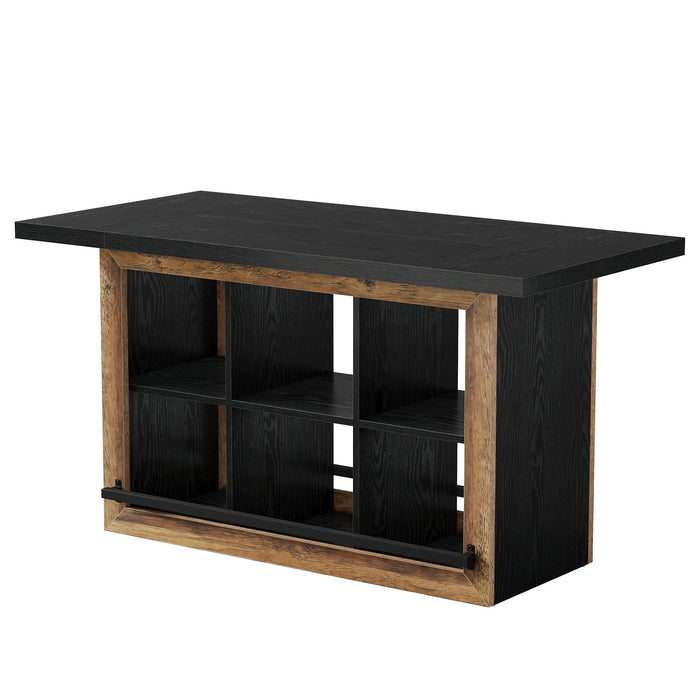 Kitchen Island, Counter Height Kitchen Coffee Bar Table with Storage