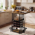 Kitchen Island with 3 Shelves, 39.4" Kitchen Shelf with Large Worktop & Glass Holder