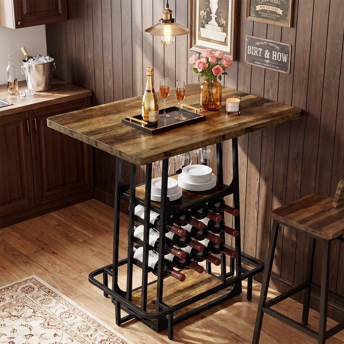 Kitchen Island with 3 Shelves, 39.4" Kitchen Shelf with Large Worktop & Glass Holder