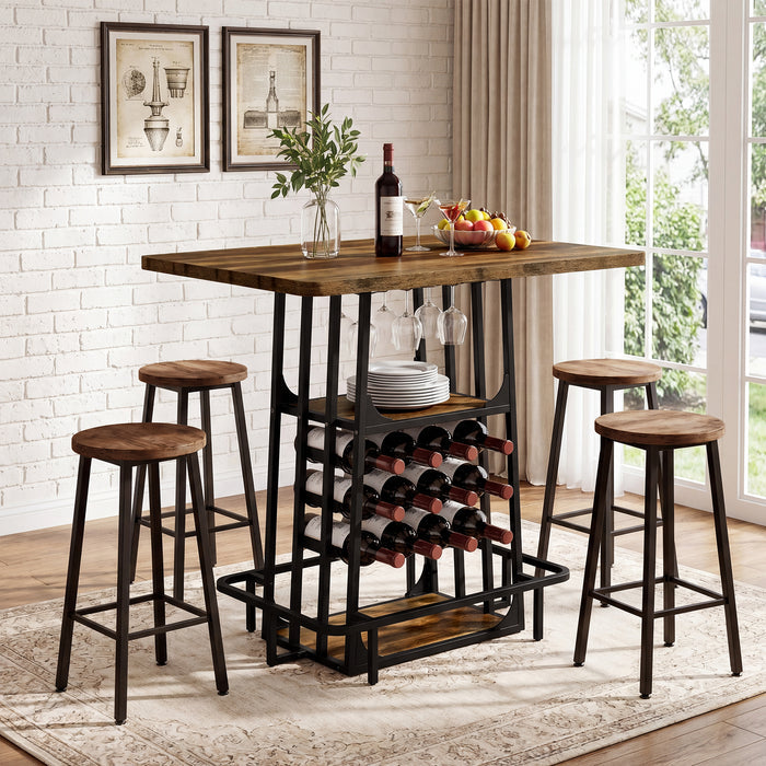 Kitchen Island with 3 Shelves, 39.4" Kitchen Shelf with Large Worktop & Glass Holder