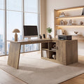 L-Shaped Desk, 66" Computer Desk with Shelves and Storage Cabinet for Home Office