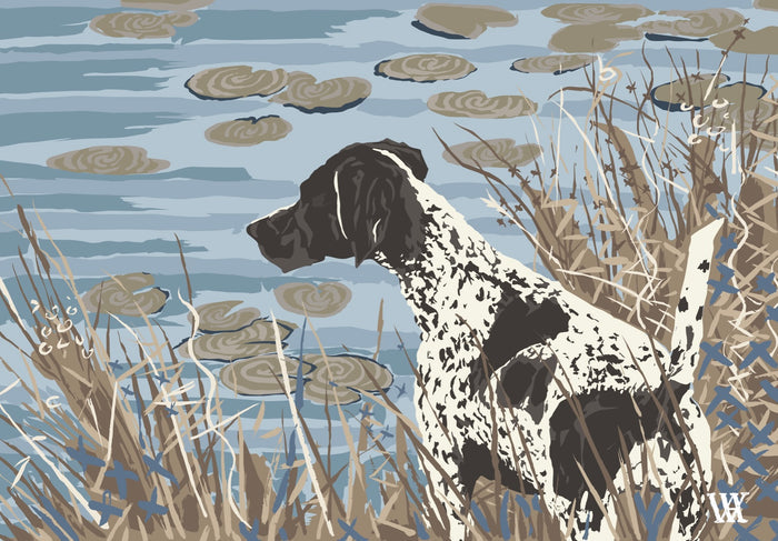 Light Blue German Shorthair at Pond