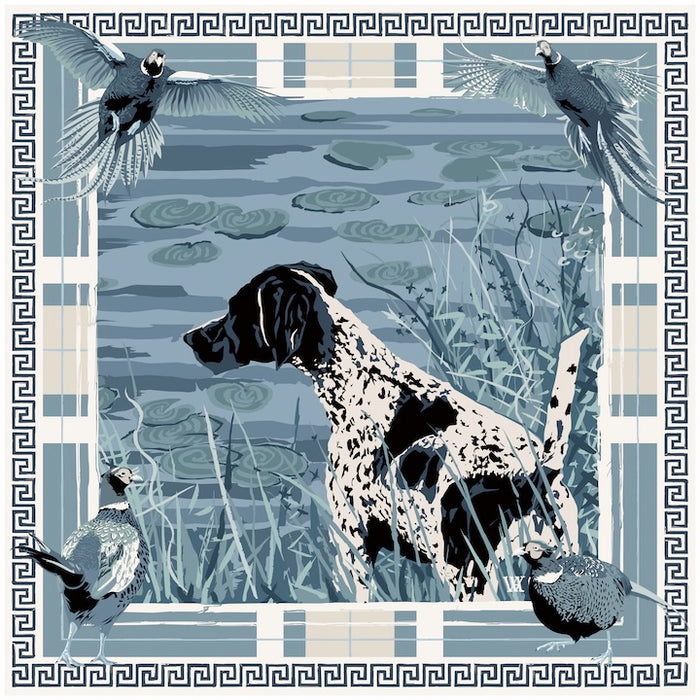 Light Blue Monochromatic Pheasant Watch Silk Scarf