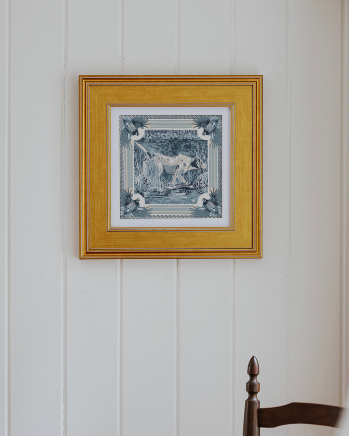 Light Blue On the Hunt Framed Scarf Print
