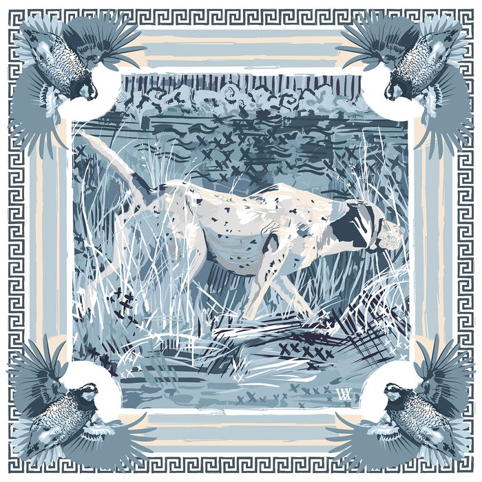 Light Blue On the Hunt Framed Scarf Print