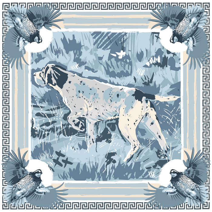 Light Blue Pointing Strong Framed Scarf Print
