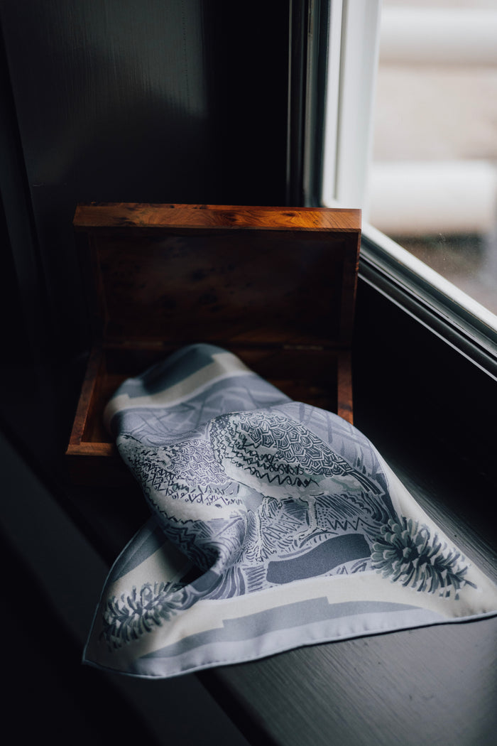 Light Blue Quail Pair Pocket Square