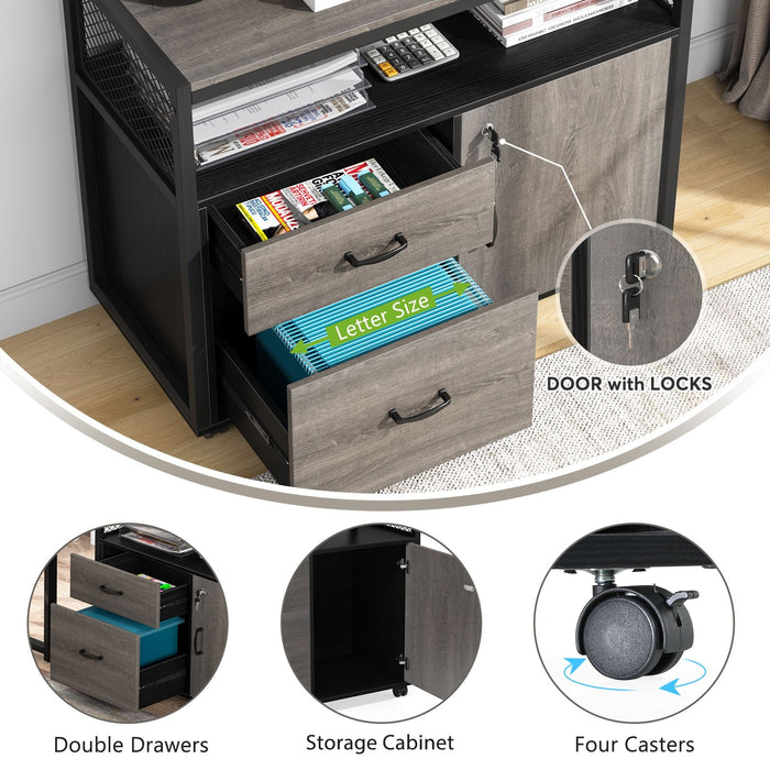 Product Features of Tribesigns's Lockable File Cabinet Printer Stand with Drawers & Caster.