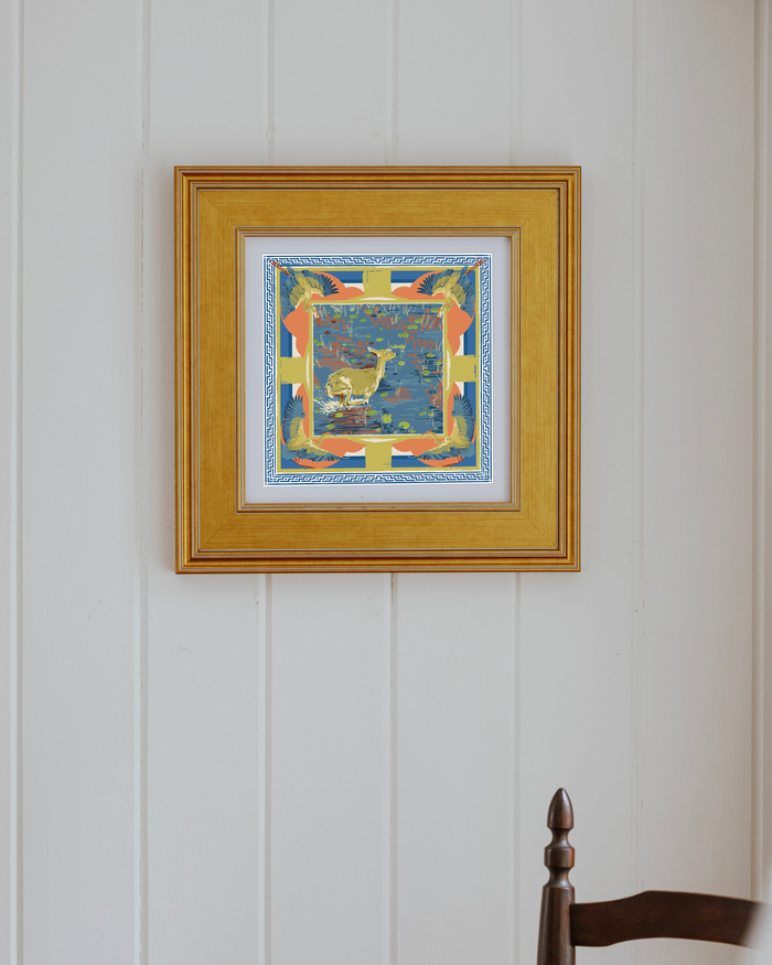 Melon Lily Pad Doe Framed Scarf Print