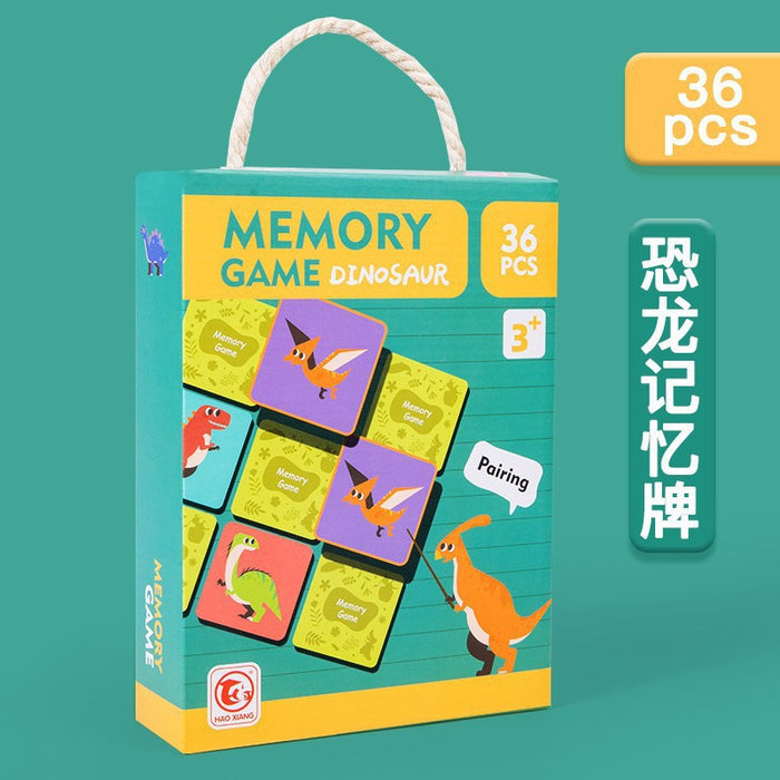Memory Game Box Set with colorful cards arranged in a grid