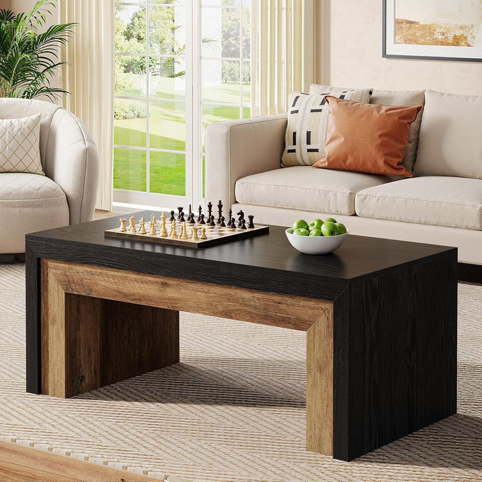 47.2" Coffee Table, Mid - Century Modern Accent Center Table with Sturdy Base Tribesigns