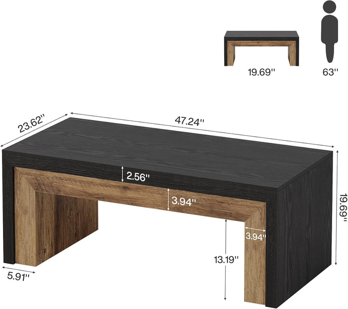 47.2" Coffee Table, Mid - Century Modern Accent Center Table with Sturdy Base Tribesigns