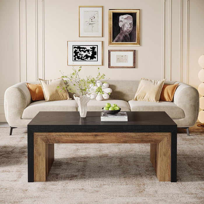 47.2" Coffee Table, Mid - Century Modern Accent Center Table with Sturdy Base Tribesigns