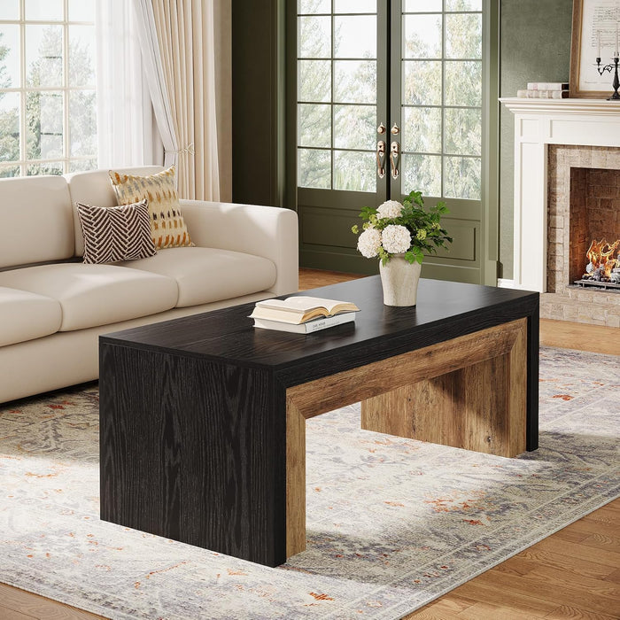 47.2" Coffee Table, Mid - Century Modern Accent Center Table with Sturdy Base Tribesigns