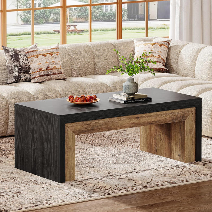 47.2" Coffee Table, Mid - Century Modern Accent Center Table with Sturdy Base Tribesigns