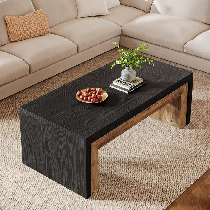 47.2" Coffee Table, Mid - Century Modern Accent Center Table with Sturdy Base Tribesigns