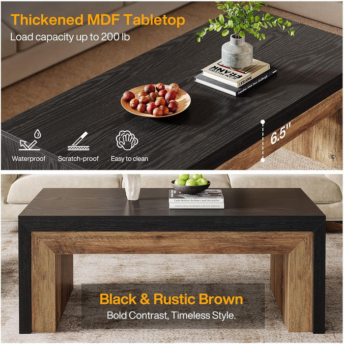 47.2" Coffee Table, Mid - Century Modern Accent Center Table with Sturdy Base Tribesigns