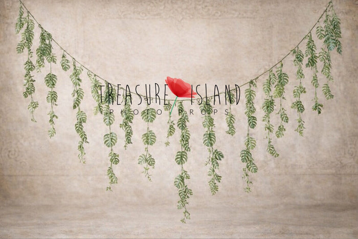 Mini Monstera Hanging Garland - Safari Cake Smash Photography Prop
