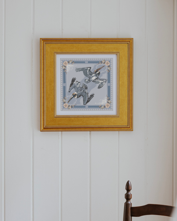 Mist Tide Diver Framed Scarf Print