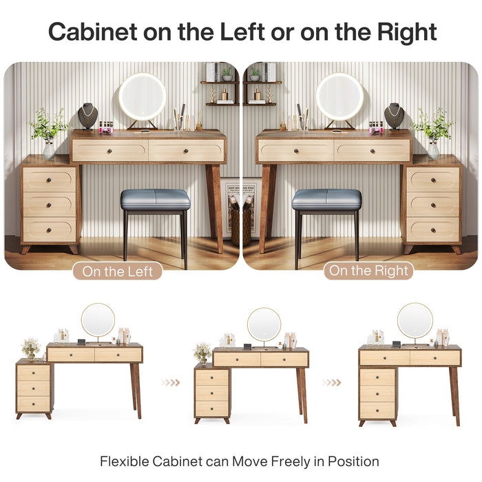 Modern Makeup Vanity Table, Dressing Table Set with 5 Drawers (Without Mirror & Stool) Tribesigns