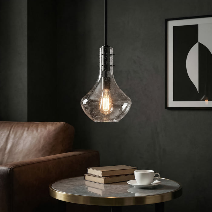 Modern Mini Pendant Light, Adjustable Height Bubble Glass Hanging Light Fixture