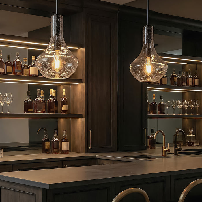 Modern Mini Pendant Light, Adjustable Height Bubble Glass Hanging Light Fixture