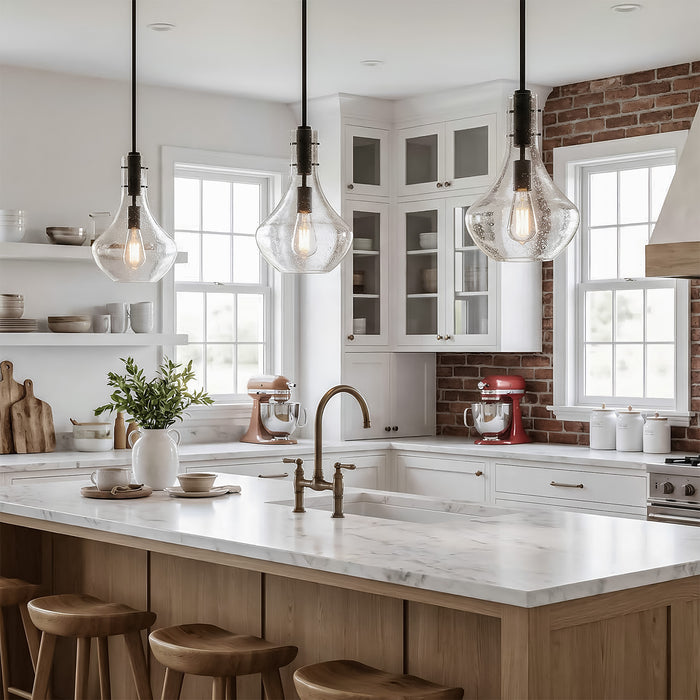 Modern Mini Pendant Light, Adjustable Height Bubble Glass Hanging Light Fixture
