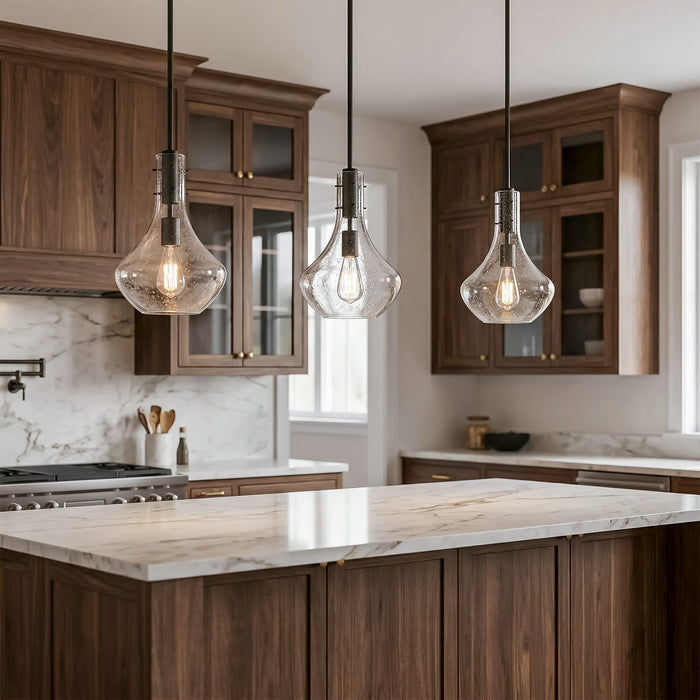 Modern Mini Pendant Light, Adjustable Height Bubble Glass Hanging Light Fixture