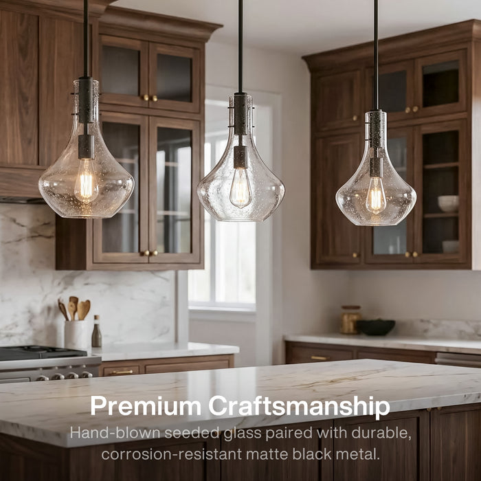 Modern Mini Pendant Light, Adjustable Height Bubble Glass Hanging Light Fixture