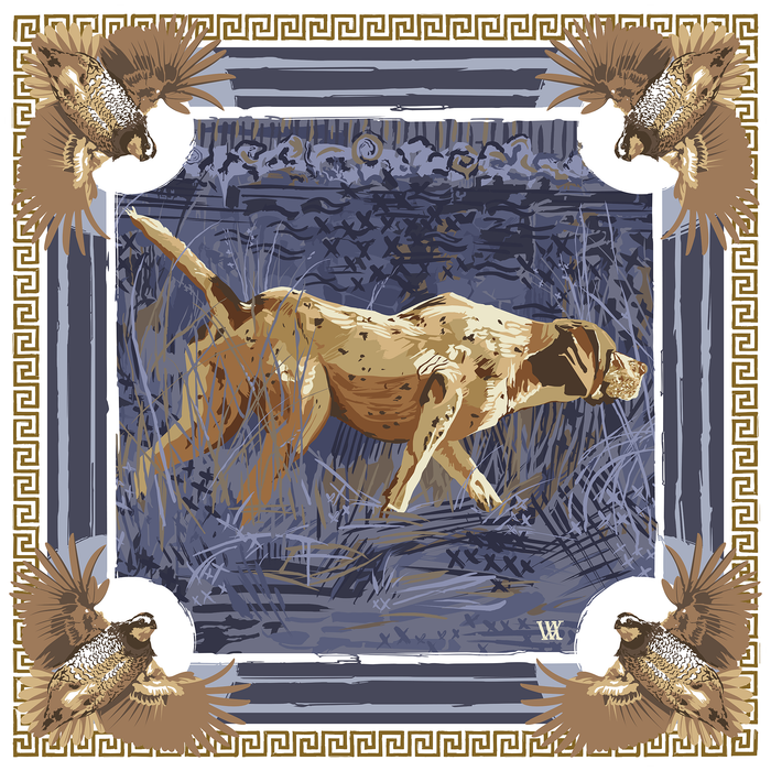 Navy On the Hunt Framed Scarf Print