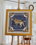 Navy Pointing Strong Framed Scarf Print