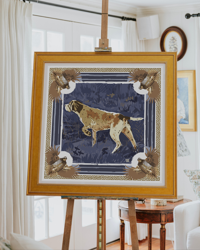 Navy Pointing Strong Framed Scarf Print